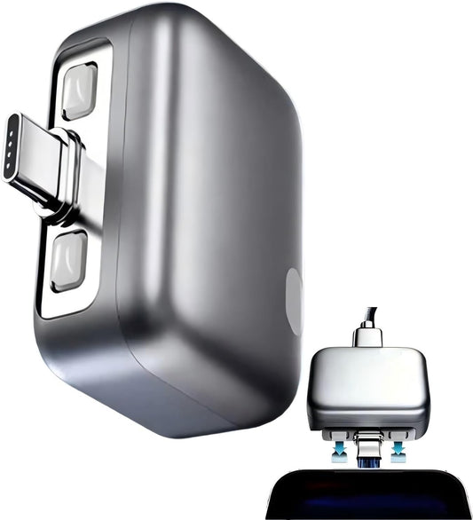 Metallic adapter with multiple connectors on a white background