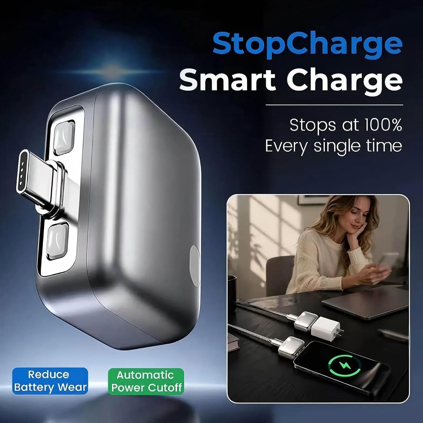 Intelligence 140W Auto-Disconnect USB-C Fast Charging Adapter with Safety Separator